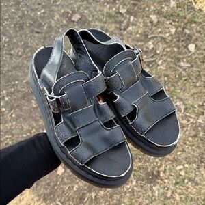 Rare Dr. martens Vintage made in England distressed  Black Leather Sandals